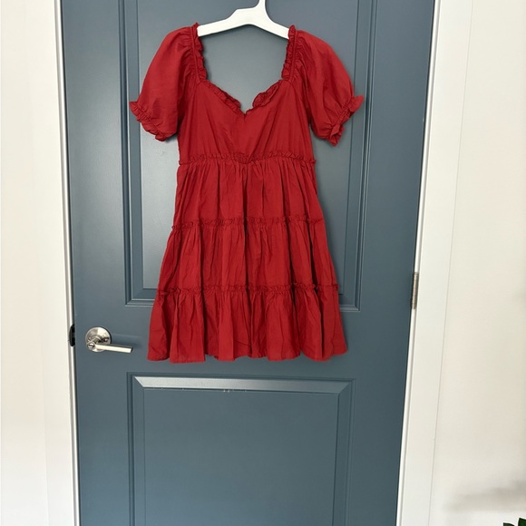 Max + Ash Red Dress with Puff Sleeves - Picture 1 of 4